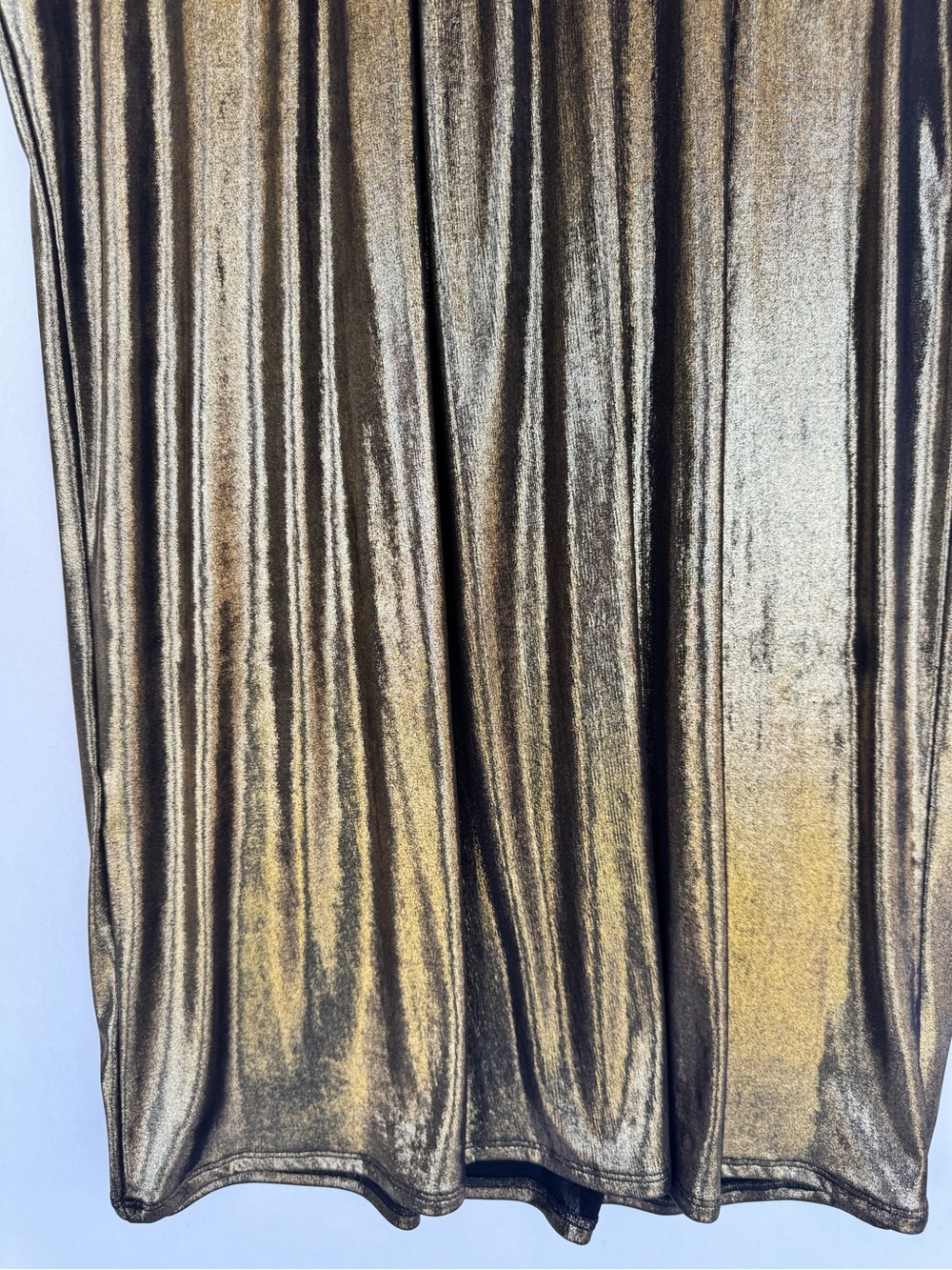 ABS Allen Schwartz Metallic Gold Short Sleeve Swing Dress - Picture 8 of 12